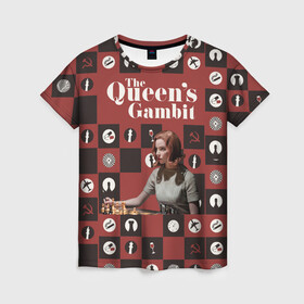 Женская футболка 3D с принтом Ход королевы / The Que в Курске, 100% полиэфир ( синтетическое хлопкоподобное полотно) | прямой крой, круглый вырез горловины, длина до линии бедер | Тематика изображения на принте: gambit | the queens 