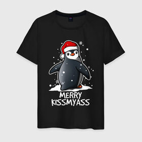 Мужская футболка хлопок с принтом MERRY KISSMYASS в Курске, 100% хлопок | прямой крой, круглый вырез горловины, длина до линии бедер, слегка спущенное плечо. | Тематика изображения на принте: 