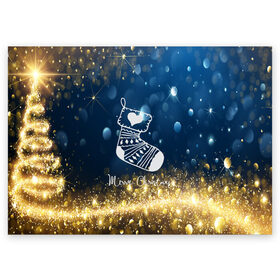 Поздравительная открытка с принтом Marry Christmas в Курске, 100% бумага | плотность бумаги 280 г/м2, матовая, на обратной стороне линовка и место для марки
 | christmas зима | new year | winter | новогодний | новый год | рождество | текстура | украшение