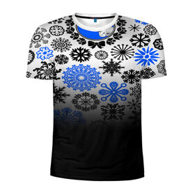 Мужская футболка 3D спортивная с принтом Winter Snow в Курске, 100% полиэстер с улучшенными характеристиками | приталенный силуэт, круглая горловина, широкие плечи, сужается к линии бедра | christmas зима | new year | winter | новогодний | новый год | рождество | текстура | украшение
