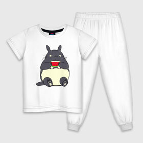 Детская пижама хлопок с принтом Тоторо и арбуз в Курске, 100% хлопок |  брюки и футболка прямого кроя, без карманов, на брюках мягкая резинка на поясе и по низу штанин
 | Тематика изображения на принте: 