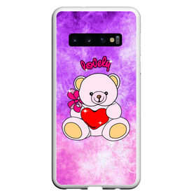 Чехол для Samsung Galaxy S10 с принтом Lovely bear в Курске, Силикон | Область печати: задняя сторона чехла, без боковых панелей | Тематика изображения на принте: bear | love is | teddy | богиня | валентина | влюбленный | девушке | дочь | жена | игрушка | лучшая | любимая | люблю | мама | марта | медведь | медведь с сердцем | медвежата | мишка тедди | плюшевые | подарок