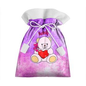 Подарочный 3D мешок с принтом Lovely bear в Курске, 100% полиэстер | Размер: 29*39 см | bear | love is | teddy | богиня | валентина | влюбленный | девушке | дочь | жена | игрушка | лучшая | любимая | люблю | мама | марта | медведь | медведь с сердцем | медвежата | мишка тедди | плюшевые | подарок