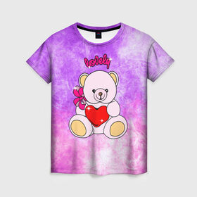 Женская футболка 3D с принтом Lovely bear в Курске, 100% полиэфир ( синтетическое хлопкоподобное полотно) | прямой крой, круглый вырез горловины, длина до линии бедер | bear | love is | teddy | богиня | валентина | влюбленный | девушке | дочь | жена | игрушка | лучшая | любимая | люблю | мама | марта | медведь | медведь с сердцем | медвежата | мишка тедди | плюшевые | подарок
