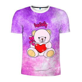 Мужская футболка 3D спортивная с принтом Lovely bear в Курске, 100% полиэстер с улучшенными характеристиками | приталенный силуэт, круглая горловина, широкие плечи, сужается к линии бедра | Тематика изображения на принте: bear | love is | teddy | богиня | валентина | влюбленный | девушке | дочь | жена | игрушка | лучшая | любимая | люблю | мама | марта | медведь | медведь с сердцем | медвежата | мишка тедди | плюшевые | подарок