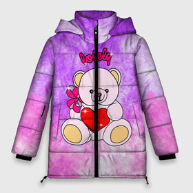 Женская зимняя куртка 3D с принтом Lovely bear в Курске, верх — 100% полиэстер; подкладка — 100% полиэстер; утеплитель — 100% полиэстер | длина ниже бедра, силуэт Оверсайз. Есть воротник-стойка, отстегивающийся капюшон и ветрозащитная планка. 

Боковые карманы с листочкой на кнопках и внутренний карман на молнии | Тематика изображения на принте: bear | love is | teddy | богиня | валентина | влюбленный | девушке | дочь | жена | игрушка | лучшая | любимая | люблю | мама | марта | медведь | медведь с сердцем | медвежата | мишка тедди | плюшевые | подарок