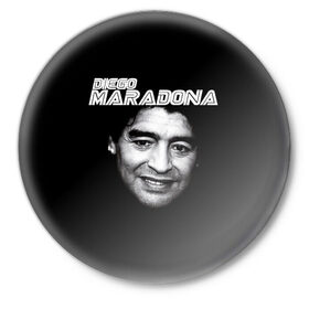 Значок с принтом Диего Марадона в Курске,  металл | круглая форма, металлическая застежка в виде булавки | diego | diego armando maradona | maradona | аргентина | диего | король | легенда | марадона | нападающий | полузащитник | футбол | футболист