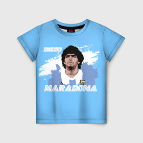 Детская футболка 3D с принтом Диего Марадона в Курске, 100% гипоаллергенный полиэфир | прямой крой, круглый вырез горловины, длина до линии бедер, чуть спущенное плечо, ткань немного тянется | diego | diego armando maradona | maradona | аргентина | диего | король | легенда | марадона | нападающий | полузащитник | футбол | футболист