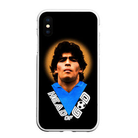 Чехол для iPhone XS Max матовый с принтом Diego Maradona в Курске, Силикон | Область печати: задняя сторона чехла, без боковых панелей | diego | diego armando maradona | legend | maradona | аргентина | диего | король | легенда | марадона | нападающий | полузащитник | футбол | футболист