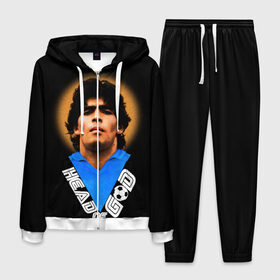 Мужской костюм 3D с принтом Diego Maradona в Курске, 100% полиэстер | Манжеты и пояс оформлены тканевой резинкой, двухслойный капюшон со шнурком для регулировки, карманы спереди | diego | diego armando maradona | legend | maradona | аргентина | диего | король | легенда | марадона | нападающий | полузащитник | футбол | футболист