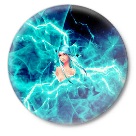 Значок с принтом Electro-Girl в Курске,  металл | круглая форма, металлическая застежка в виде булавки | Тематика изображения на принте: blue | cat | electro | girl | молния девочка | суперспособность | электричество | электро
