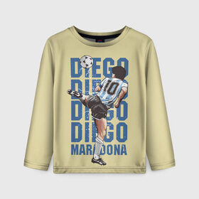 Детский лонгслив 3D с принтом Diego Diego в Курске, 100% полиэстер | длинные рукава, круглый вырез горловины, полуприлегающий силуэт
 | 10 номер | diego | football | maradona | maradonna | арегнтина | бога | диего | марадона | марадонна | ретро | рука | сборная аргентины | футбол | футболист