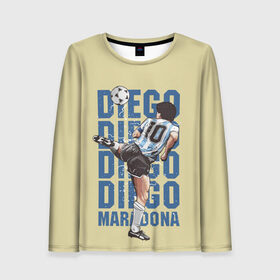 Женский лонгслив 3D с принтом Diego Diego в Курске, 100% полиэстер | длинные рукава, круглый вырез горловины, полуприлегающий силуэт | 10 номер | diego | football | maradona | maradonna | арегнтина | бога | диего | марадона | марадонна | ретро | рука | сборная аргентины | футбол | футболист