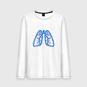 Мужской лонгслив хлопок с принтом Легкие в Курске, 100% хлопок |  | air | blue | breathe | lungs | organ | oxygen | wings | воздух | дышать | кислород | крылья | легкие | орган