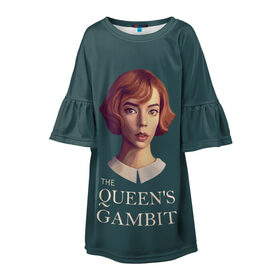 Детское платье 3D с принтом The Queens Gambit в Курске, 100% полиэстер | прямой силуэт, чуть расширенный к низу. Круглая горловина, на рукавах — воланы | netflix | the queens gambit | королева | нетфликс | сериалы | ход королевы | шахматы