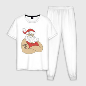 Мужская пижама хлопок с принтом Santa Claus в Курске, 100% хлопок | брюки и футболка прямого кроя, без карманов, на брюках мягкая резинка на поясе и по низу штанин
 | 2021 | santa claus | дед мороз | новый год | санта клаус | современный санта