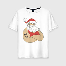 Женская футболка хлопок Oversize с принтом Santa Claus в Курске, 100% хлопок | свободный крой, круглый ворот, спущенный рукав, длина до линии бедер
 | 2021 | santa claus | дед мороз | новый год | санта клаус | современный санта