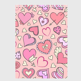 Скетчбук с принтом Розовые сердечки в Курске, 100% бумага
 | 48 листов, плотность листов — 100 г/м2, плотность картонной обложки — 250 г/м2. Листы скреплены сверху удобной пружинной спиралью | для девочек | любимой | любовь | розовое | романтика | сердечки | сердечко | сердце