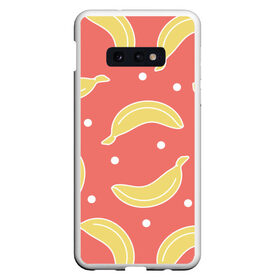 Чехол для Samsung S10E с принтом Банановый рай в Курске, Силикон | Область печати: задняя сторона чехла, без боковых панелей | банан | банановый | белый | еда | желтый | летний | питание | розовый | точки | фрукт