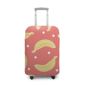 Чехол для чемодана 3D с принтом Банановый рай в Курске, 86% полиэфир, 14% спандекс | двустороннее нанесение принта, прорези для ручек и колес | банан | банановый | белый | еда | желтый | летний | питание | розовый | точки | фрукт