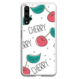 Чехол для Honor 20 с принтом Вишенки Cherry в Курске, Силикон | Область печати: задняя сторона чехла, без боковых панелей | cherry | белый | вишня | красный | лето | надпись | сад | черенок | черешня | ягода