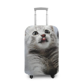 Чехол для чемодана 3D с принтом серый котенок в Курске, 86% полиэфир, 14% спандекс | двустороннее нанесение принта, прорези для ручек и колес | grey kitten | kitten | котенок | милый котенок | серый котенок