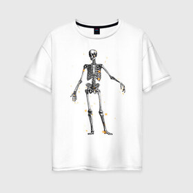 Женская футболка хлопок Oversize с принтом The skeleton and the fireflies в Курске, 100% хлопок | свободный крой, круглый ворот, спущенный рукав, длина до линии бедер
 | 