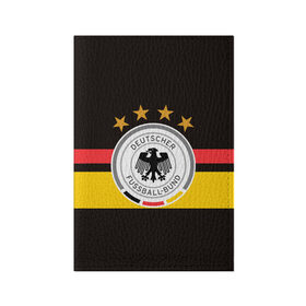 Обложка для паспорта матовая кожа с принтом СБОРНАЯ ГЕРМАНИИ в Курске, натуральная матовая кожа | размер 19,3 х 13,7 см; прозрачные пластиковые крепления | flag | football | germany | logo | sport | team | германия | логотип | сборная | спорт | флаг | футбол