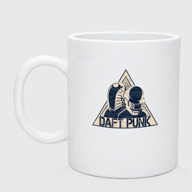 Кружка с принтом Daft Punk в Курске, керамика | объем — 330 мл, диаметр — 80 мм. Принт наносится на бока кружки, можно сделать два разных изображения | Тематика изображения на принте: daft punk | лого | музыка | музыкальный дуэт.