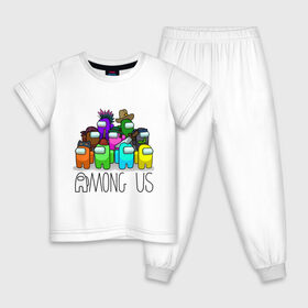 Детская пижама хлопок с принтом AMONG US - большая компания! в Курске, 100% хлопок |  брюки и футболка прямого кроя, без карманов, на брюках мягкая резинка на поясе и по низу штанин
 | among us | амонг аз | игра | игроки | космонавты | разные цвета