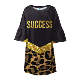 Детское платье 3D с принтом Success в Курске, 100% полиэстер | прямой силуэт, чуть расширенный к низу. Круглая горловина, на рукавах — воланы | success | swag | блеск | блестки | китч | леопард | леопардовый принт | понты | успех | успешные люди | фрик