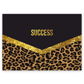 Поздравительная открытка с принтом Success в Курске, 100% бумага | плотность бумаги 280 г/м2, матовая, на обратной стороне линовка и место для марки
 | Тематика изображения на принте: success | swag | блеск | блестки | китч | леопард | леопардовый принт | понты | успех | успешные люди | фрик