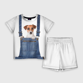 Детский костюм с шортами 3D с принтом ЩЕНОК В КАРМАШКЕ в Курске,  |  | dog | jeans | packet | гав | джинсовый | дружок | животные | звери | карман | комбинезон | ломашние | одежда | пес | собака | щенок