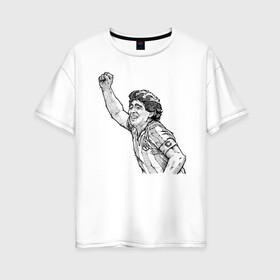 Женская футболка хлопок Oversize с принтом Марадона в Курске, 100% хлопок | свободный крой, круглый ворот, спущенный рукав, длина до линии бедер
 | аргентина | диего | капитан | марадона | футбол | чемпион