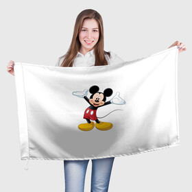 Флаг 3D с принтом Микки Мауc в Курске, 100% полиэстер | плотность ткани — 95 г/м2, размер — 67 х 109 см. Принт наносится с одной стороны | disney | микки маус