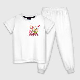 Детская пижама хлопок с принтом Be happy в Курске, 100% хлопок |  брюки и футболка прямого кроя, без карманов, на брюках мягкая резинка на поясе и по низу штанин
 | daffy | duck | looney | pig | porky | tunes | vdzajul | дак | даффи | пиг | порки