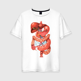 Женская футболка хлопок Oversize с принтом Органы в Курске, 100% хлопок | свободный крой, круглый ворот, спущенный рукав, длина до линии бедер
 | анатомия | биология | внутренности | легкие | органы | сердце