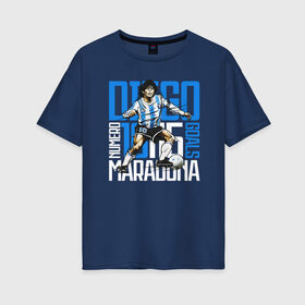 Женская футболка хлопок Oversize с принтом 10 Diego Maradona в Курске, 100% хлопок | свободный крой, круглый ворот, спущенный рукав, длина до линии бедер
 | 10 номер | diego | football | maradona | maradonna | арегнтина | бога | диего | марадона | марадонна | ретро | рука | сборная аргентины | футбол | футболист