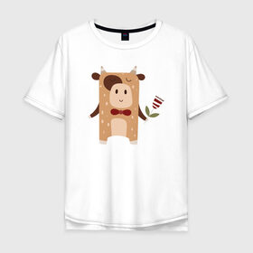 Мужская футболка хлопок Oversize с принтом Год быка 2021 в Курске, 100% хлопок | свободный крой, круглый ворот, “спинка” длиннее передней части | 