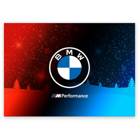 Поздравительная открытка с принтом BMW - Снежный в Курске, 100% бумага | плотность бумаги 280 г/м2, матовая, на обратной стороне линовка и место для марки
 | 2020 | auto | b m w | bmv | bmw | car | logo | moto | performance | power | series | sport | авто | б м в | бмв | год | игра | игры | иьц | лого | логотип | марка | машина | мото | мотоцикл | новогодний | новый | павер | перфоманс | серии |