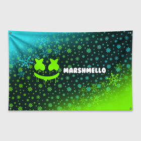 Флаг-баннер с принтом MARSHMELLO - Зимний в Курске, 100% полиэстер | размер 67 х 109 см, плотность ткани — 95 г/м2; по краям флага есть четыре люверса для крепления | face | logo | marsh | marshmallow | marshmello | marshmelo | mello | smile | год | лицо | лого | маршмеллов | маршмеллоу | маршмеллу | маршмело | маршмелов | маршмелоу | маска | музыка | новогодний | новый | рожица | символ | смайл