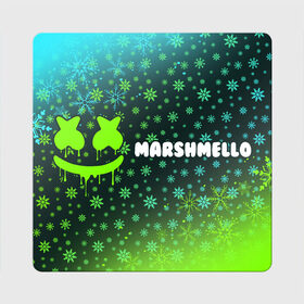 Магнит виниловый Квадрат с принтом MARSHMELLO - Зимний в Курске, полимерный материал с магнитным слоем | размер 9*9 см, закругленные углы | face | logo | marsh | marshmallow | marshmello | marshmelo | mello | smile | год | лицо | лого | маршмеллов | маршмеллоу | маршмеллу | маршмело | маршмелов | маршмелоу | маска | музыка | новогодний | новый | рожица | символ | смайл