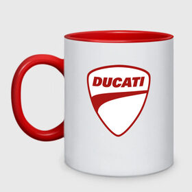 Кружка двухцветная с принтом Ducati Logo (Z) в Курске, керамика | объем — 330 мл, диаметр — 80 мм. Цветная ручка и кайма сверху, в некоторых цветах — вся внутренняя часть | audi | audi ag | corse | ducati | ducati corse | ducati motor holding | hypermotard | multistrada | panigale | scrambler | streetfighter | supersport | дукати | массимо борди | мото | фабио тальони