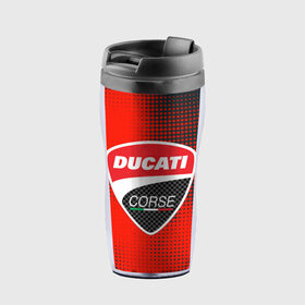 Термокружка-непроливайка с принтом Ducati Corse (Z) в Курске, внутренняя часть — пищевой пластик, наружная часть — прозрачный пластик, между ними — полиграфическая вставка с рисунком | объем — 350 мл, герметичная крышка | audi | audi ag | corse | ducati | ducati corse | ducati motor holding | hypermotard | multistrada | panigale | scrambler | streetfighter | supersport | дукати | массимо борди | мото | фабио тальони