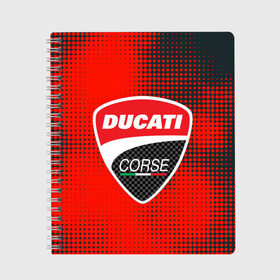 Тетрадь с принтом Ducati Corse (Z) в Курске, 100% бумага | 48 листов, плотность листов — 60 г/м2, плотность картонной обложки — 250 г/м2. Листы скреплены сбоку удобной пружинной спиралью. Уголки страниц и обложки скругленные. Цвет линий — светло-серый
 | audi | audi ag | corse | ducati | ducati corse | ducati motor holding | hypermotard | multistrada | panigale | scrambler | streetfighter | supersport | дукати | массимо борди | мото | фабио тальони