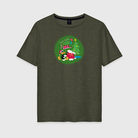 Женская футболка хлопок Oversize с принтом Dear Santa I want it all в Курске, 100% хлопок | свободный крой, круглый ворот, спущенный рукав, длина до линии бедер
 | daffy | duck | tunes | vdzajul | дак | даффи