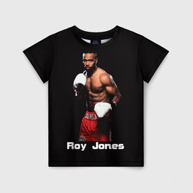 Детская футболка 3D с принтом Roy Jones в Курске, 100% гипоаллергенный полиэфир | прямой крой, круглый вырез горловины, длина до линии бедер, чуть спущенное плечо, ткань немного тянется | boxer | boxing | great boxer | roy jones | roy jones lettering | roy jones print | бокс | боксер | великий боксер | надпись roy jones | принт roy jones | рой джонс
