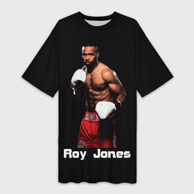 Платье-футболка 3D с принтом Roy Jones в Курске,  |  | boxer | boxing | great boxer | roy jones | roy jones lettering | roy jones print | бокс | боксер | великий боксер | надпись roy jones | принт roy jones | рой джонс
