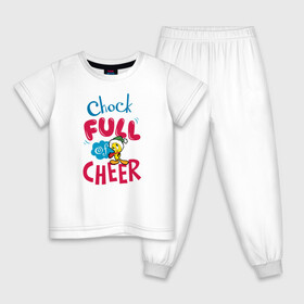 Детская пижама хлопок с принтом Chock full of cheer в Курске, 100% хлопок |  брюки и футболка прямого кроя, без карманов, на брюках мягкая резинка на поясе и по низу штанин
 | looney | tunes | tweety | vdzajul | твити