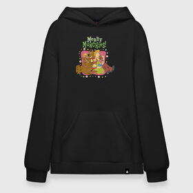 Худи SuperOversize хлопок с принтом Merry munchies в Курске, 70% хлопок, 30% полиэстер, мягкий начес внутри | карман-кенгуру, эластичная резинка на манжетах и по нижней кромке, двухслойный капюшон
 | 005850 | scooby doo | shaggy | vdkotan | велма | дафна | скуби | скуби ду | шэгги